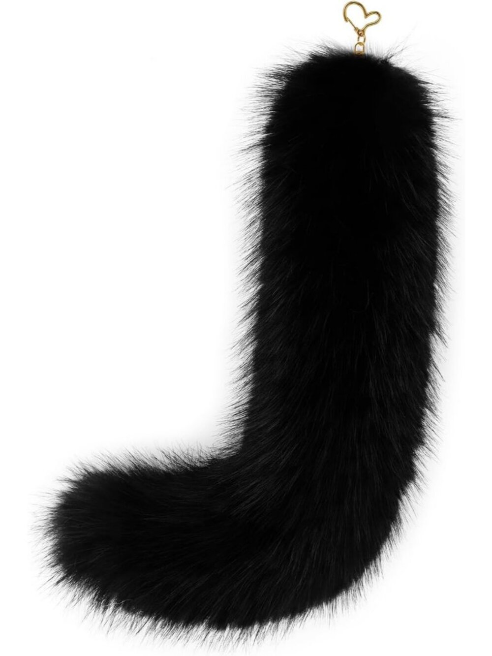 Black Faux Fur Cat Tail Keychain Fluffy Fox Therian Halloween Cosplay Bag Charm